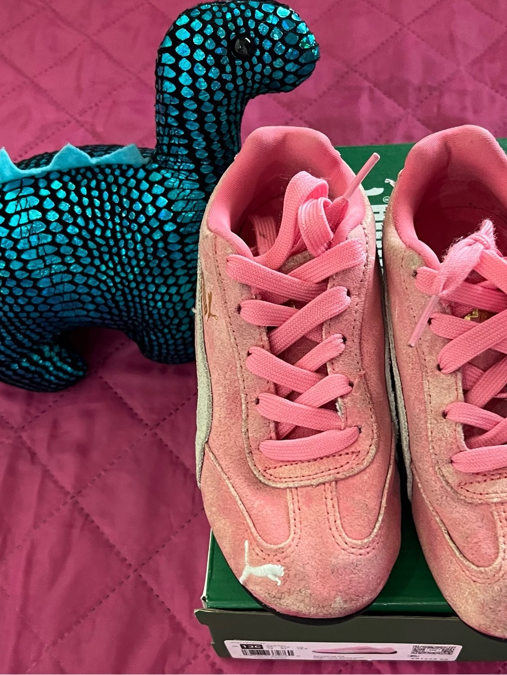 Puma Kids Pink Suede Sneakers with White Logo